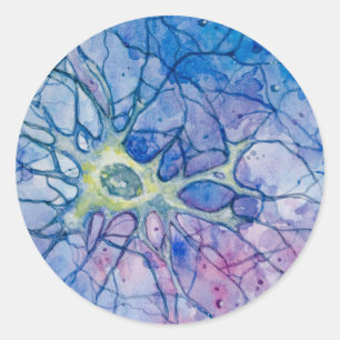 Pegatina Redonda Neuron Watercolor