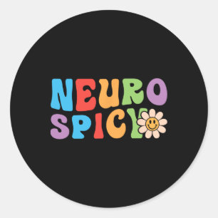 Pegatina Redonda Neurospicacia Groovy - Autismo De Adhd Neurodiverg