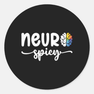 Pegatina Redonda Neurospicoy Neuro Spicy Neurotípica Neurodiversida