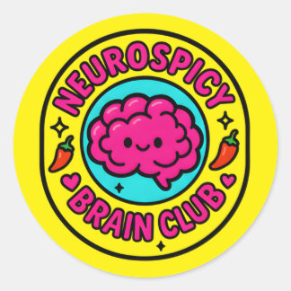 Pegatina Redonda Neurospicy Brain Club Inclusive Neurodivergent