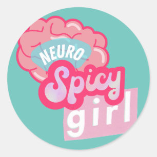 Pegatina Redonda 'NeuroSpicy girl' Neurodiversidad