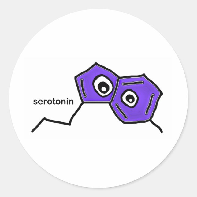 Pegatina Redonda Neurotransmisor de serotonina (Anverso)