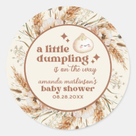 Pegatina Redonda Neutral acuarela Pequeño Dumpling Bao Baby Shower