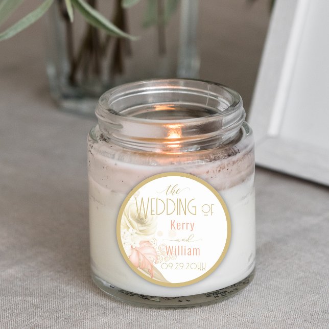 Pegatina Redonda Neutral Colors Elegant Wedding (Subido por el creador)