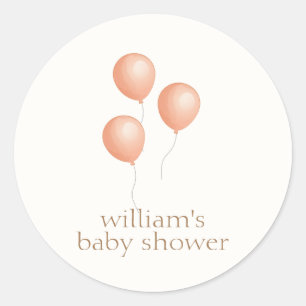 Pegatina Redonda Neutral elegante Boho Balloon Baby Shower