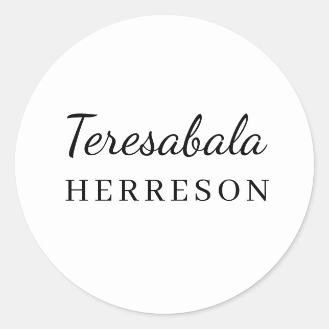 Pegatina Redonda Neutral Modern Minimal Monogram Design (Anverso)