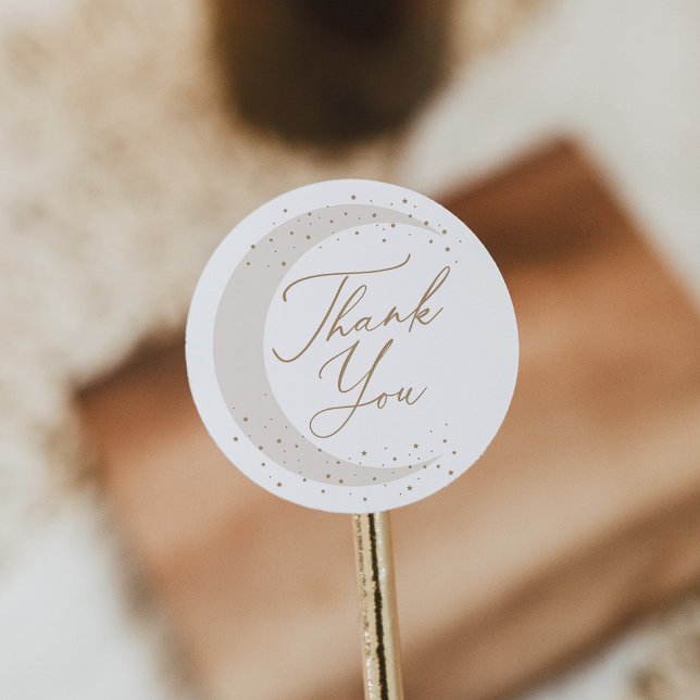 Pegatina Redonda Neutral sobre el Baby Shower de la Luna (Subido por el creador)