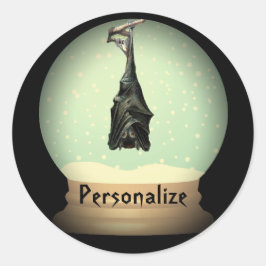 Pegatina Redonda Nevada de murciélago colgante globo negro caída gó