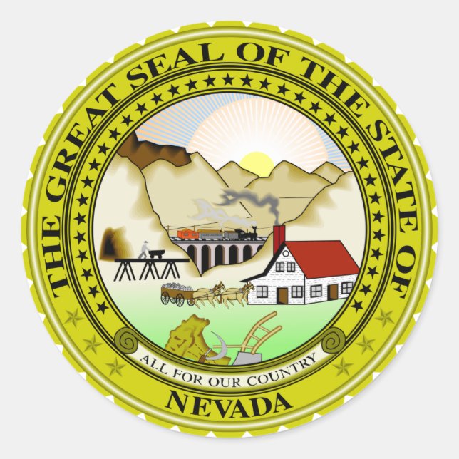 Pegatina Redonda Nevada Great Seal (Anverso)