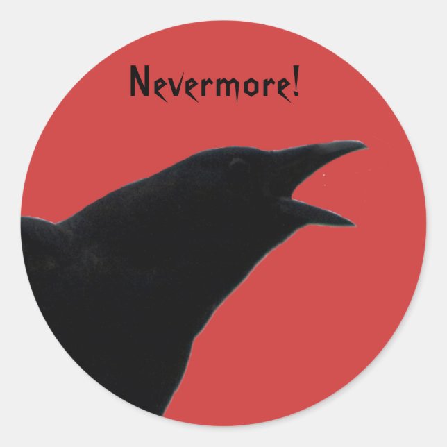 Pegatina Redonda Nevermore Crow Silhouette (Anverso)