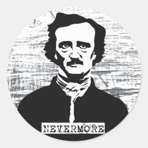 Pegatina Redonda Nevermore Edgar Allan Poe