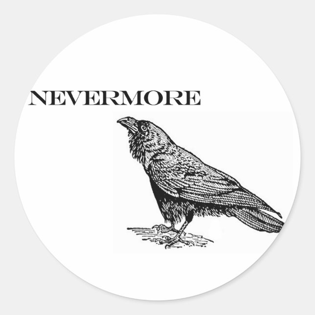 Pegatina Redonda Nevermore Raven (Anverso)