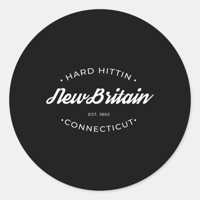 Pegatina Redonda New Britain Ct Hard Hittin  (Anverso)