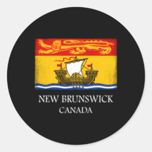 Pegatina Redonda New Brunswick Canadá Bandera Provincial Día de Can