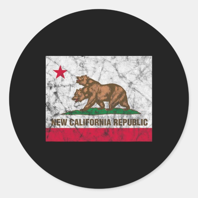 Pegatina Redonda New California Republic Ncr State Distressed Flag  (Anverso)