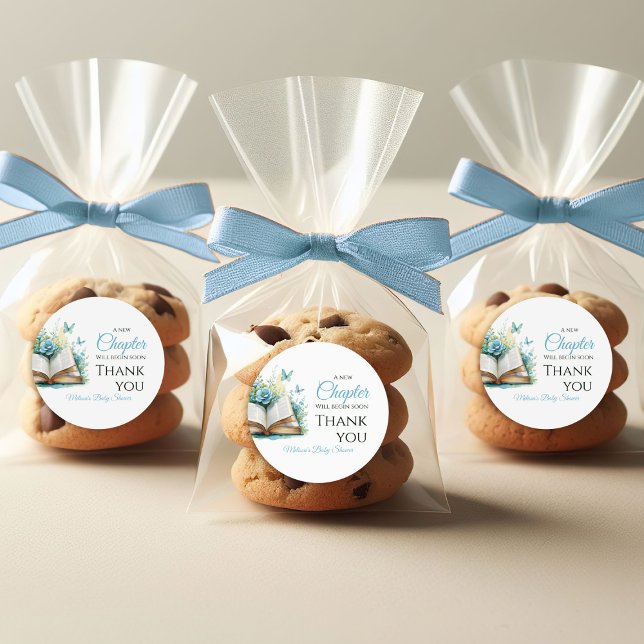 Pegatina Redonda New Chapter Boy Blue Brunch StoryBook Baby Shower (Subido por el creador)