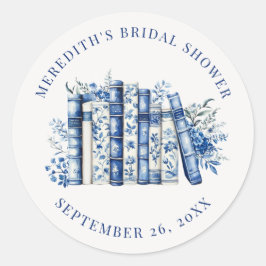 Pegatina Redonda New Chapter Floral Book Bridal Shower