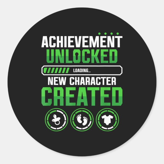 Pegatina Redonda New Character D Gamer Pregnancy Announcement  (Anverso)