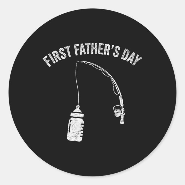 Pegatina Redonda New Dad Fisherman, First Fathers Day Fishing Dad  (Anverso)
