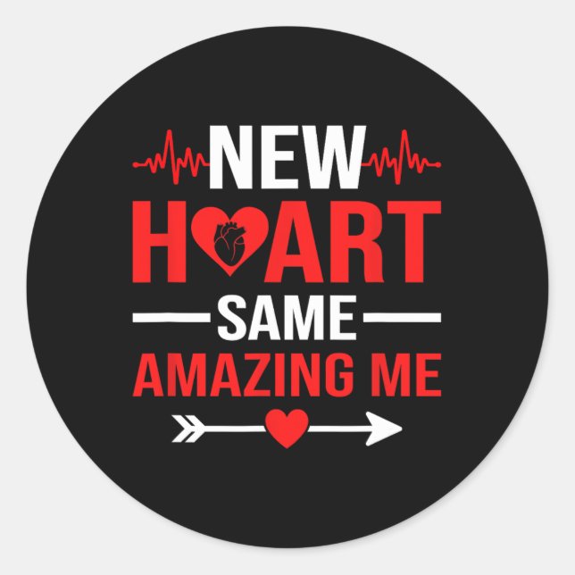 Pegatina Redonda New Heart Same Amazing Me Heart Transplant Survivo (Anverso)