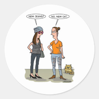 Pegatina Redonda New jeans? No, new cat. Folded Greeting Card