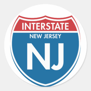 Pegatina Redonda New Jersey de un estado a otro NJ