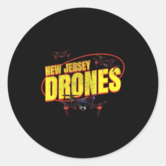 Pegatina Redonda New Jersey Drones Funny Mystery Drones In New Jers (Anverso)