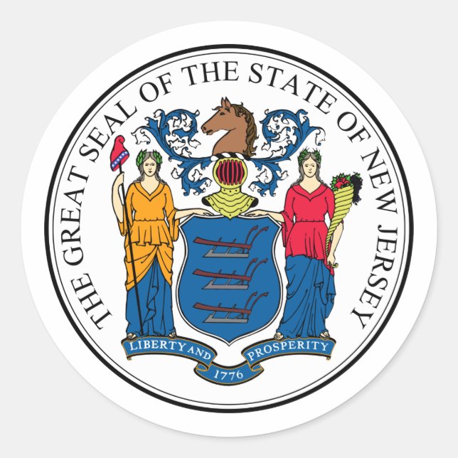 Pegatina Redonda New Jersey, los E.E.U.U. (Anverso)