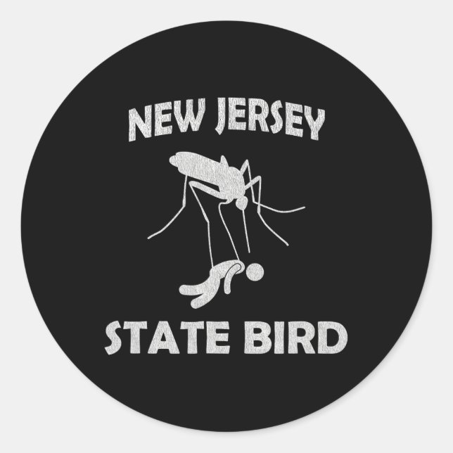 Pegatina Redonda New Jersey Mosquito State Bird Funny Outdoors  (Anverso)