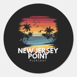 Pegatina Redonda New Jersey Point Pleasant Tabla de Surf Surf Vinta