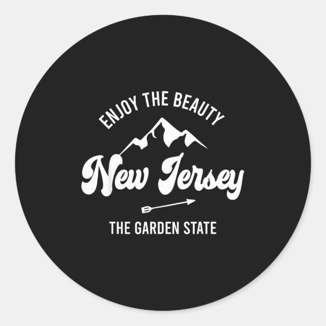 Pegatina Redonda New Jersey - The Garden State - Enjoy The Beauty  (Anverso)