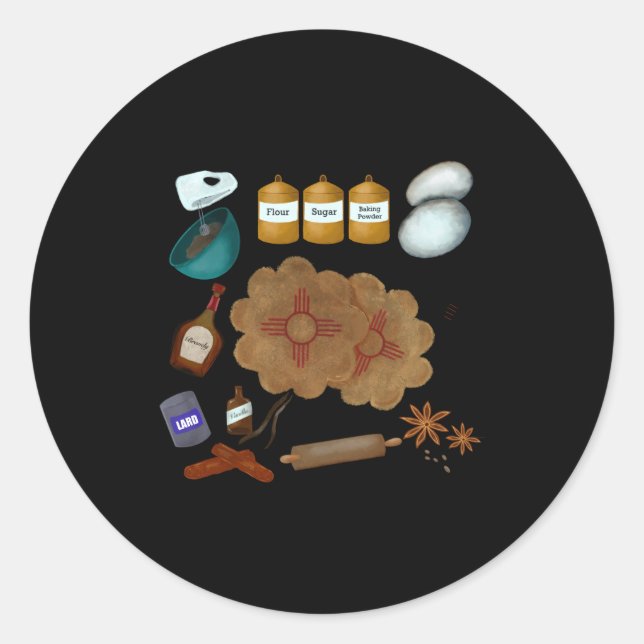 Pegatina Redonda New Mexico Biscochito Cookies Zia Sun Toddler  (Anverso)