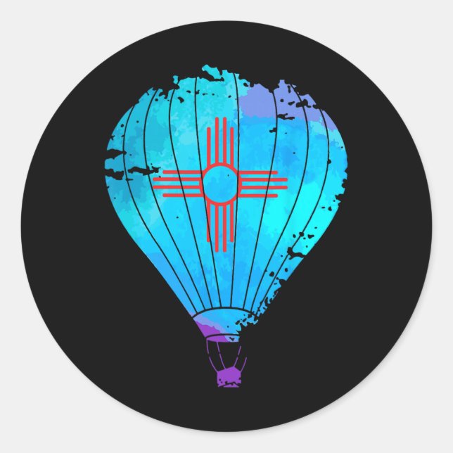 Pegatina Redonda New Mexico Festival Hot Air Balloon Zia Gift  (Anverso)