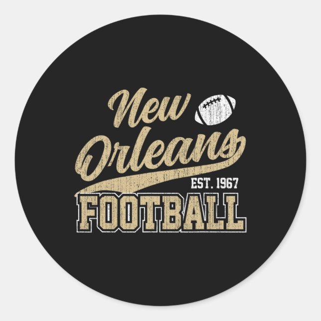 Pegatina Redonda New Orleans Distressed Football Team Fan Srts  (Anverso)