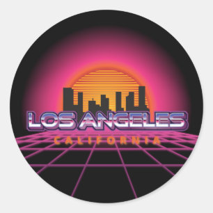 Pegatina Redonda New Wave Retro Los Angeles