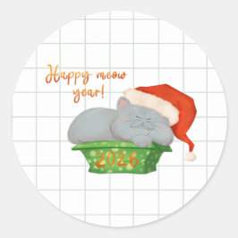 Pegatina Redonda New Year Lucky Cat Sticker for Holiday Gifts