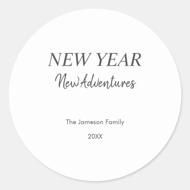 Pegatina Redonda New Year New Adventures | White Holiday (Anverso)