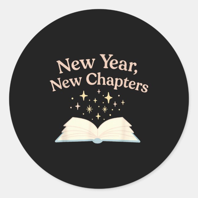 Pegatina Redonda New Year New Chapters Cozy Reading For Book Lovers (Anverso)