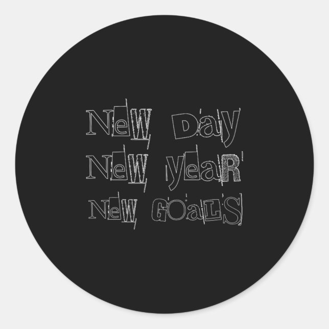 Pegatina Redonda New Year, New Day, Goals Motivation For Dad, Men A (Anverso)