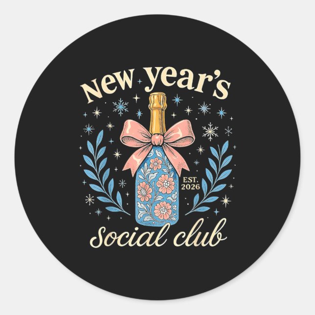 Pegatina Redonda New Year’s Social Club 2026 Celebration  (Anverso)