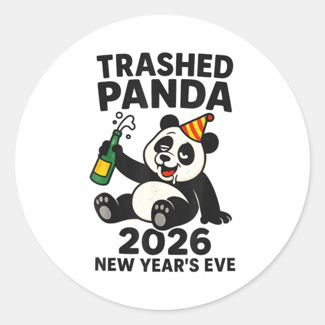 Pegatina Redonda New Years Eve 2026 Trashed Panda Premium  (Anverso)