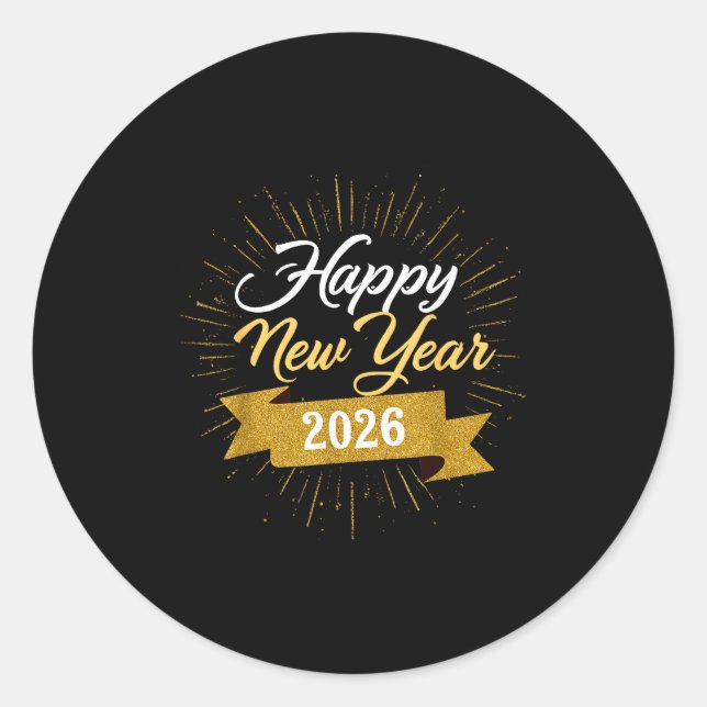 Pegatina Redonda New Years Eve Party Supplies 2026 Happy New Year F (Anverso)