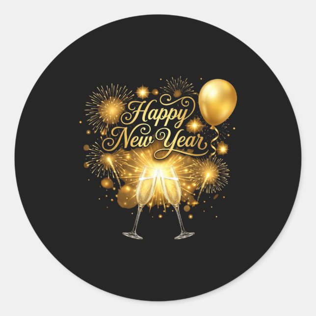 Pegatina Redonda New Years Eve Party Supplies 2026 Happy New Year F (Anverso)