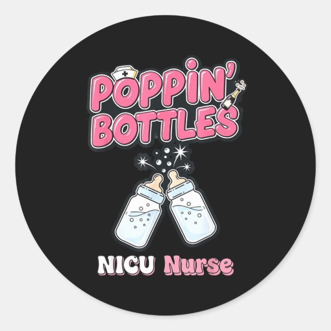 Pegatina Redonda New Years Shirt, Nurse Png Bottles For The New Yea (Anverso)