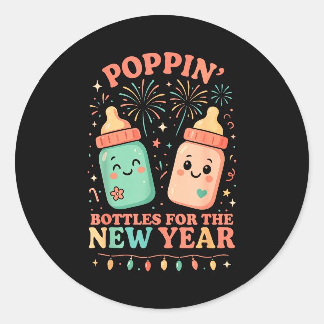 Pegatina Redonda New Years Shirt, Nurse Png Bottles For The New Yea (Anverso)