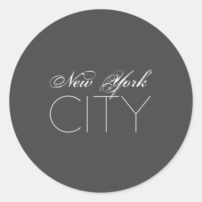 Pegatina Redonda New York City White Text Izable  (Anverso)