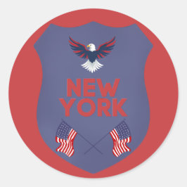 Pegatina Redonda New York State Pride Patriotic Shield Vinyl