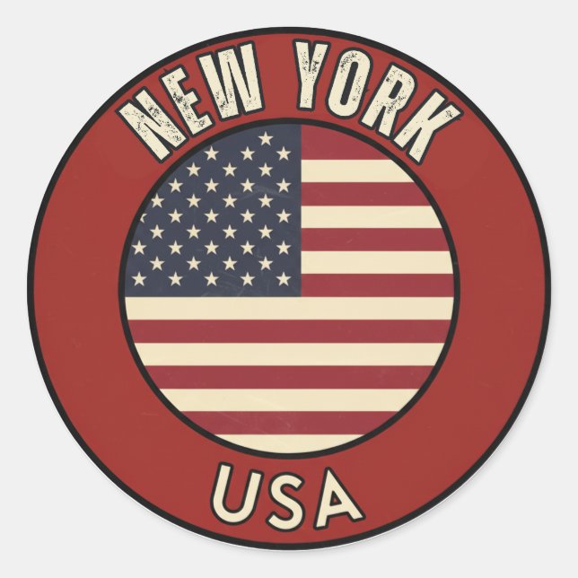 Pegatina Redonda New York United States of America (Anverso)