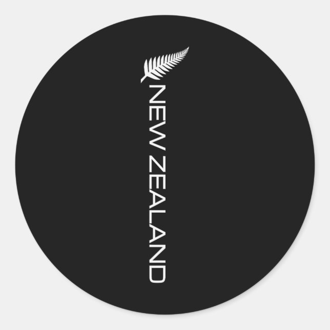 Pegatina Redonda New Zealand Fern Flag Athletic Srts Vertical Style (Anverso)