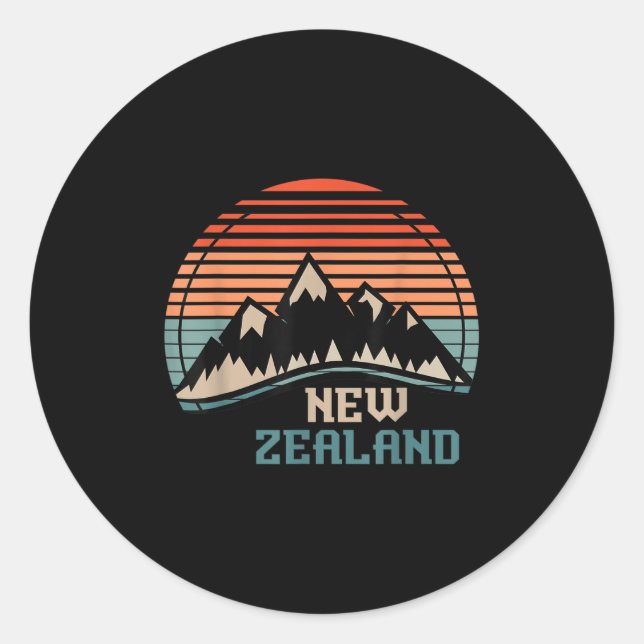 Pegatina Redonda New Zealand Mountain Hiking Gift New Zealand  (Anverso)
